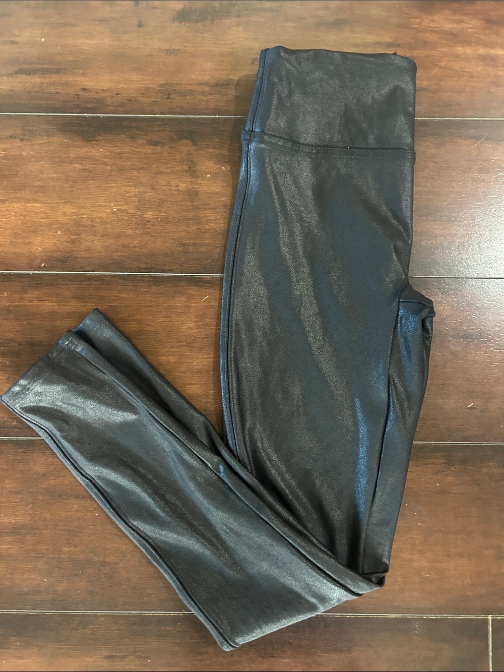 SPANX Black Shiny High-Waist Leggings